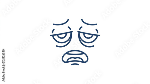 Konstfotografi Sad cartoon face with glasses and frown expression.