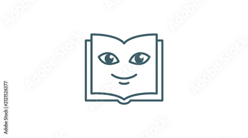 Bild auf Leinwand Open book with smiling eyes illustration.