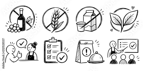 Vector icon set dietary safety training