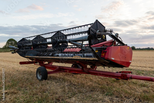 Combine reel, transported by trailer.