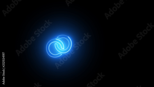 Interlocked circular neon blue rings abstract geometric symbol with interlinked abstract geometric connection minimalist isolated