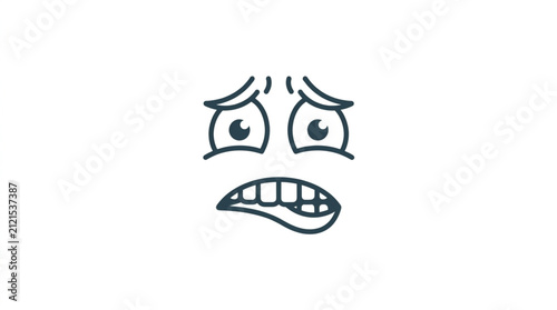 Quadro su tela Sad cartoon face with tears and frowning expression.
