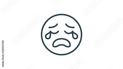 Фотография Sad crying emoji face with tears illustration.