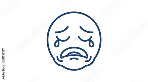 Obraz na płótnie Sad emotional face expression with tears and frown.