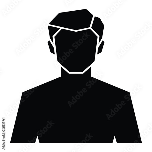 Black silhouette avatar icon of a man with short hair silhouette character