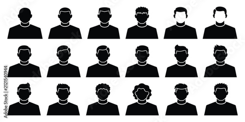 Collection of male professional avatar icons in minimalist silhouette