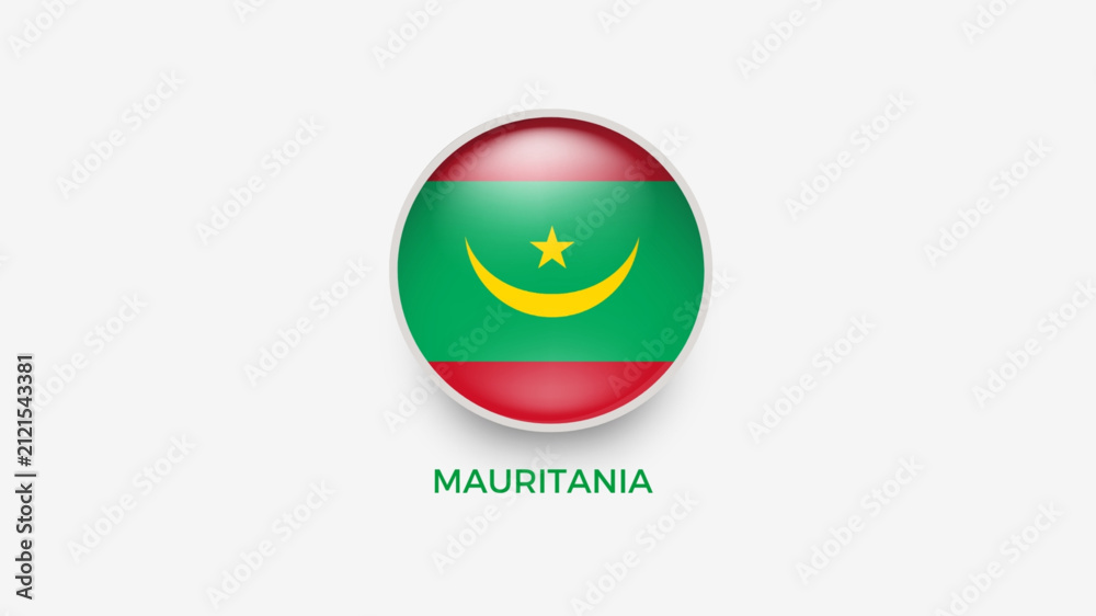 Fototapeta premium Mauritania 3d circle flag vector illustrator