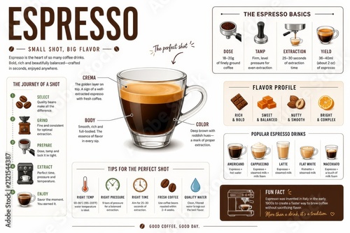 Ultimate Espresso Coffee Brewing Guide Infographic - Professional Barista Education Poster