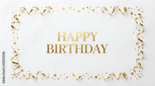 Happy birthday greeting card with floral confetti border