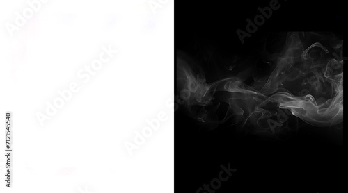 Ethereal white smoke swirls on black background, wispy steam texture overlay, cinematic fog effect for creative design and photo manipulation
