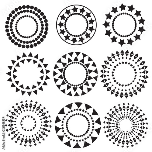 Set of patterned circular icons