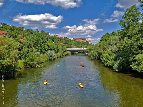 Kanufahrer auf dem Neckar in Tübingen; Baden Württemberg; Deutschland