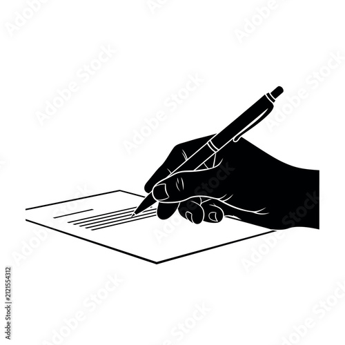 Hand Writing With Pen On Paper.