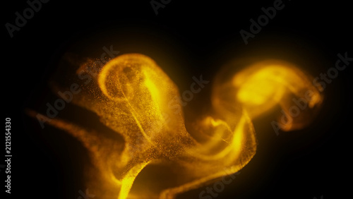 Colorful Abstract Liquid Ink Swirling Through Water with Dynamic Smoke Shapes on Black Background