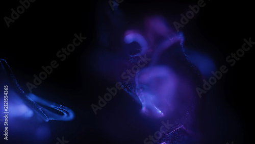 Colorful Abstract Liquid Ink Swirling Through Water with Dynamic Smoke Shapes on Black Background