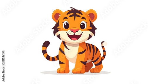 Joyful cartoon boy with orange hair and striped shirt.