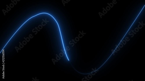 glowing blue neon Straight neon lazer animation of horizontal line on alpha background, straight neon lazer line, seamless loop