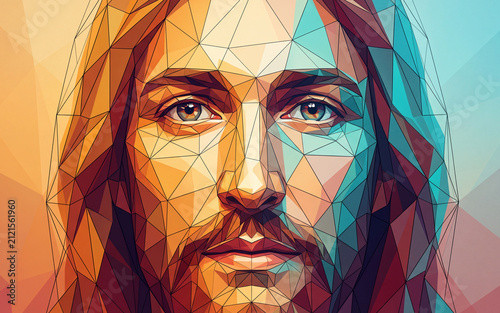 Colorful Low Poly Portrait of Jesus Christ