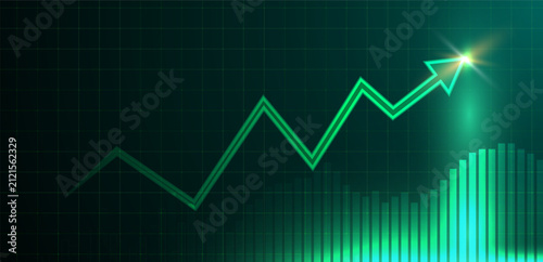 Trading chart background. Market up trend. Vector illustration