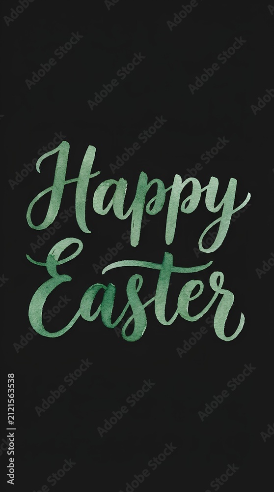 Obraz premium Happy Easter green calligraphy on dark background.