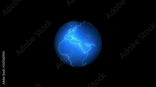 White color World globe map spinning in lines on a black background. Loop able rotating earth hologram, News background with world map earth globe animation concept