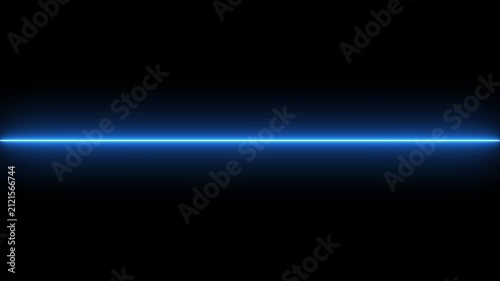 glowing blue neon Straight neon lazer animation of horizontal line on alpha background, straight neon lazer line, seamless loop
