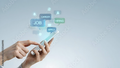 Mobile Job Search and Hiring App Concept With Career Opportunities, Apply and Recruitment Notifications