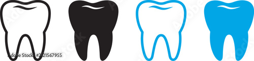 Tooth icon, dental clinic logo, human tooth vector illustration, blue dentistry logotype, oral hygiene concept, and dentist sign for healthcare branding, medical websites, mobile apps, clinics, 