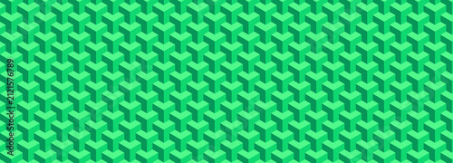 Isometric green cube pattern, seamless geometric block background, abstract 3D square texture for tech website banners and digital wallpapers