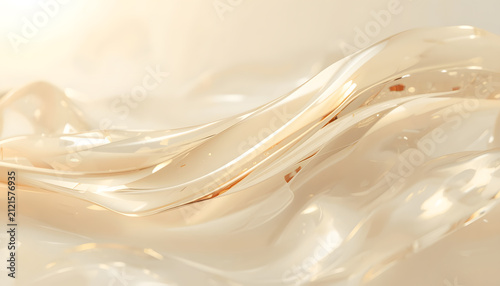 Abstract Flowing Pink Liquid Silk Wave Background with Luxurious Golden Satin Texture and Soft Elegant Fabric Folds 3D Illustration