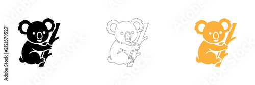 Canvas Print Cute koala icons in different styles isolated on transparent background, Vector