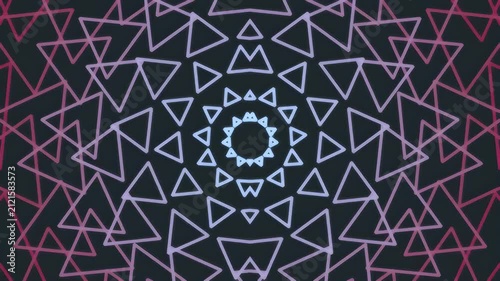 Abstract geometric pattern with colorful triangular shapes on dark background