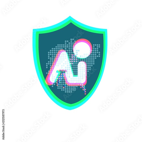 AI technology background in shield 