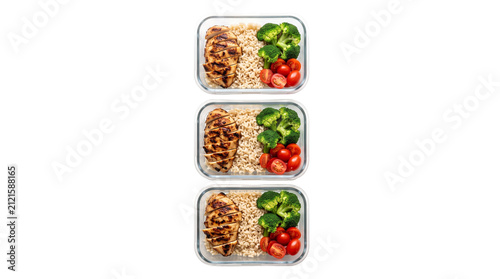 Canvastavla Healthy meal prep containers with grilled chicken, brown rice and vegetables