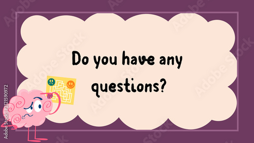 Фотография Interactive Brain Character Holding a Question Mark Note Asking Do You Have Any