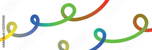 A vibrant collection of colorful swirling lines forming abstract patterns on a clean white background