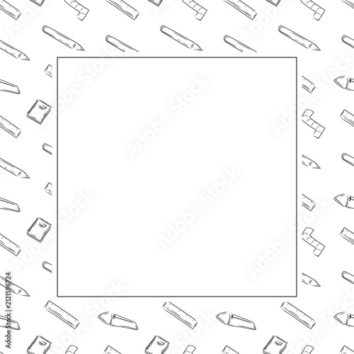 school frame in hand drawn style. square frame background