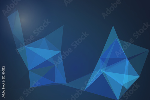 Abstract geometric shapes in blue gradient space
