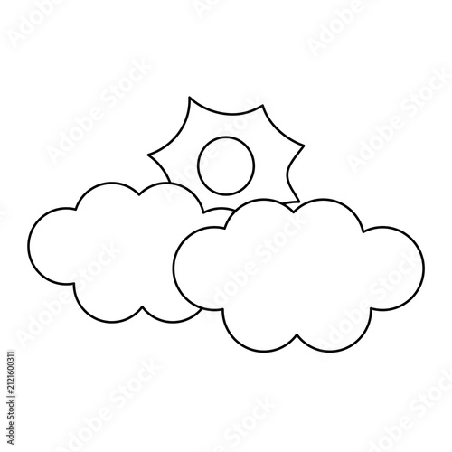 Quadro su tela Cloud and Sun Line Art Illustration