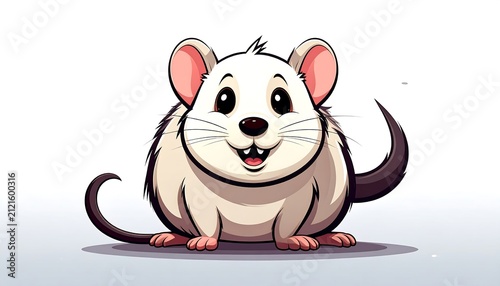Cute cartoon pig sitting on ground.
