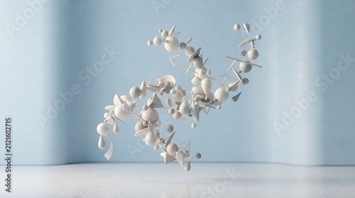 Futuristic ceramic sculpture with fluid organic curves. Abstract 3D design element for modern branding and tech decor.