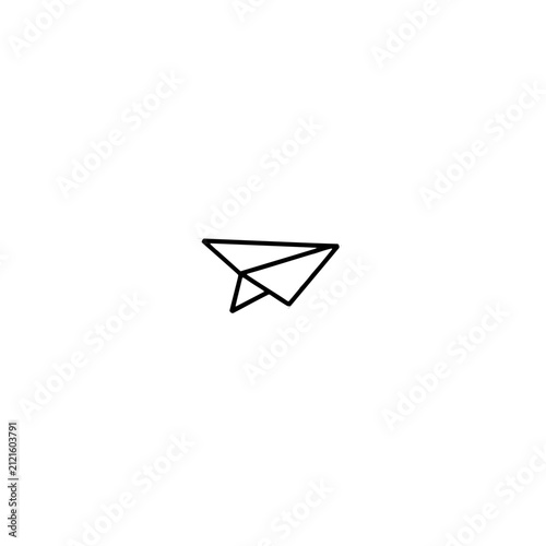 Minimalist Paper Airplane Outline Icon On White Background