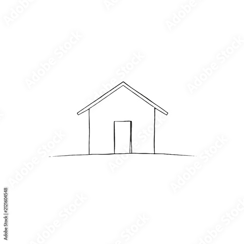 Simple Hand Drawn House Sketch On White Background