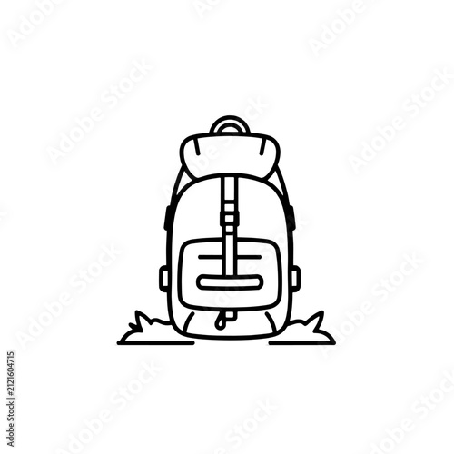 Simple Line Art Icon Of An Outdoor Backpack For Hiking And Travel