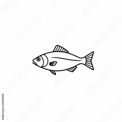 Outline Drawing Of A Fish Isolated On White Background