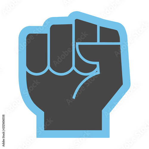 Raised Fist Symbol of Resistance and Solidarity Isolated on White Background Icon
