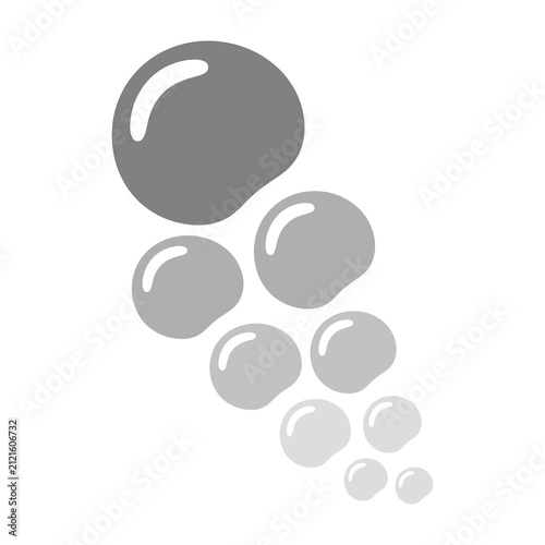 Gray bubbles floating in air isolated on white background