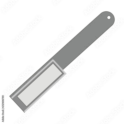 Gray putty knife with rectangular blade and handle