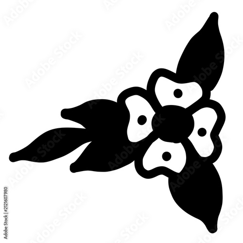 Dark edgy floral tattoo flash line art design.