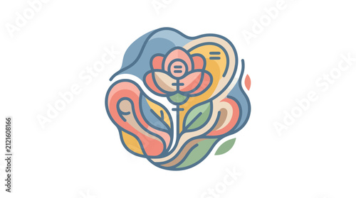 Feminism Symbol Rose Flower Abstract Graphic Design